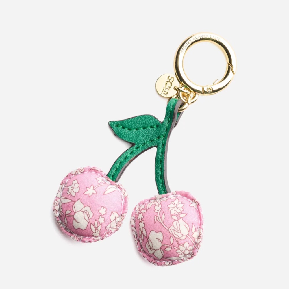 SCL Cherry Bag Charm Made with Liberty Fabric NWT